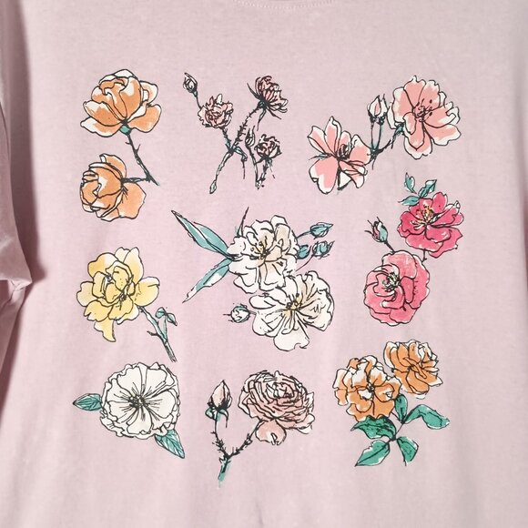 Mighty Fine Floral Graphic Tee Womens M Lilac Flower Print Top - Picture 5 of 5